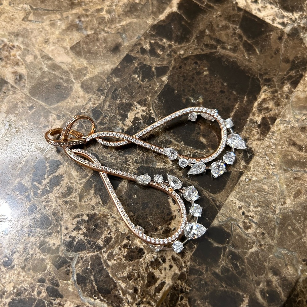Nadri Rose Gold Crystal Drop Earrings